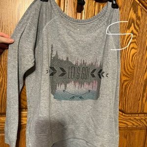 Scoop neck gray long sleeve